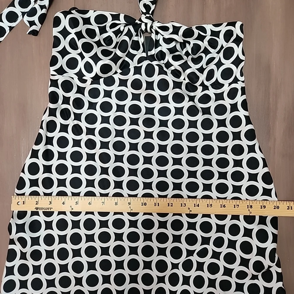 Laundry Shelli Segal Silk Halter Dress Black White Geometric 90s Y2K Size 10 NWT - Picture 10 of 12